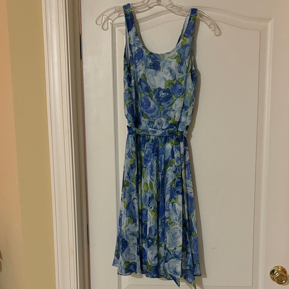 Betsey Johnson Blue and Green Floral Midi Dress